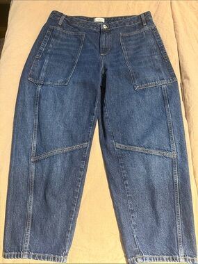 Joe's Jeans Barrel Leg Rigid Dark Blue Patch-Pocket Boyfriend Jeans